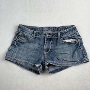 Mossimo Supply Co Womens XL Blue Denim Low Rise Mini Shorts Contrast Stitching